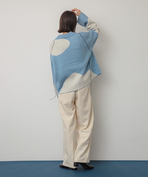 SENSE OF PLACE by URBAN RESEARCH（センスオブプレイスバイアーバンリサーチ）の「ニュアンスパターンステッチカーディガン（カーディガン/ボレロ・レディース・ブルー系その他/ホワイト系その他/グレー系その他・ONE）」の10枚目の写真