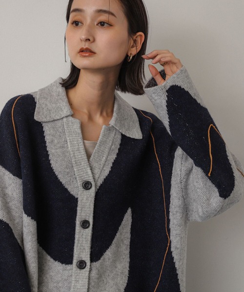 SENSE OF PLACE by URBAN RESEARCH（センスオブプレイスバイアーバンリサーチ）の「ニュアンスパターンステッチカーディガン（カーディガン/ボレロ・レディース・ブルー系その他/ホワイト系その他/グレー系その他・ONE）」の19枚目の写真