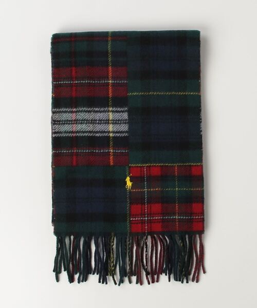 POLO RALPH LAUREN（ポロ ラルフ ローレン）の「パッチワーク チェック ウールブレンド マフラー（マフラー・メンズ・レッド・ONE）」の3枚目の写真