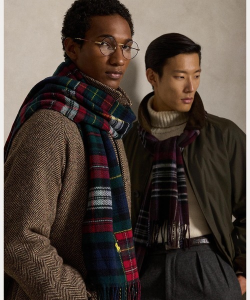 POLO RALPH LAUREN（ポロ ラルフ ローレン）の「パッチワーク チェック ウールブレンド マフラー（マフラー・メンズ・レッド・ONE）」の5枚目の写真
