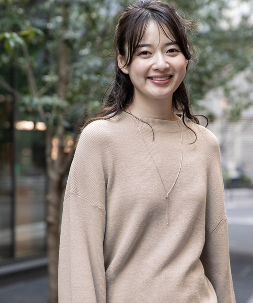 GLOBAL WORK Smile Seed Store（グローバルワーク スマイルシードストア）の「なめらかアゼ編みボトルネックプルオーバー/116036（ニット/セーター・レディース・ベージュ/イエロー/アイボリー/ブラック/杢グレー/ブルー/レッド/グレー・SMALL/LARGE/MEDIUM/X-LARGE）」の5枚目の写真