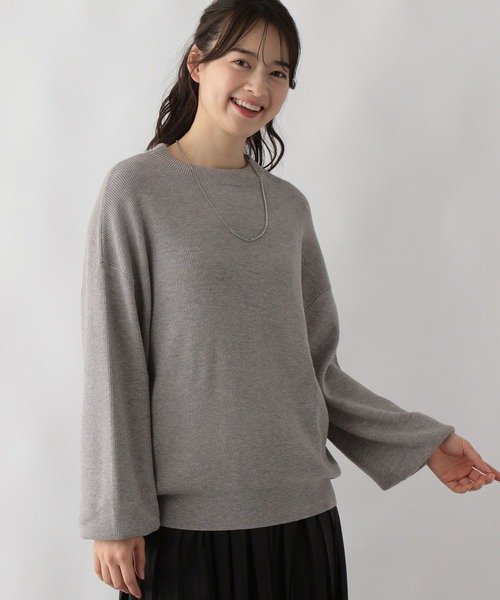 GLOBAL WORK Smile Seed Store（グローバルワーク スマイルシードストア）の「なめらかアゼ編みボトルネックプルオーバー/116036（ニット/セーター・レディース・ベージュ/イエロー/アイボリー/ブラック/杢グレー/ブルー/レッド/グレー・SMALL/LARGE/MEDIUM/X-LARGE）」の4枚目の写真