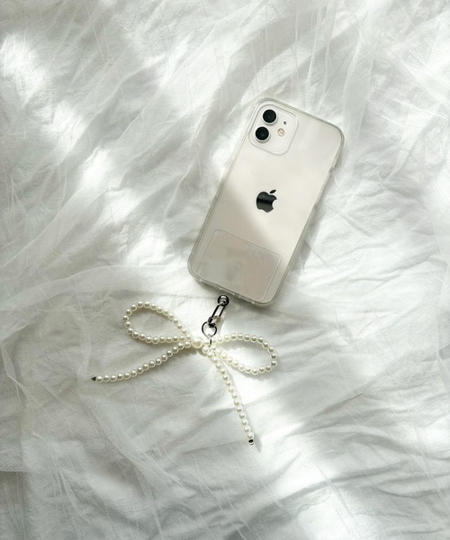 lit.Cy(リットシー)の「ボールチェーンリボン スマホショルダー ストラップ(スマホグッズ・レディース・シルバー/オフホワイト/ブラック・FREE)」の4枚目の写真