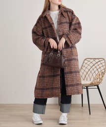EMAGO 起毛チェックロングコート