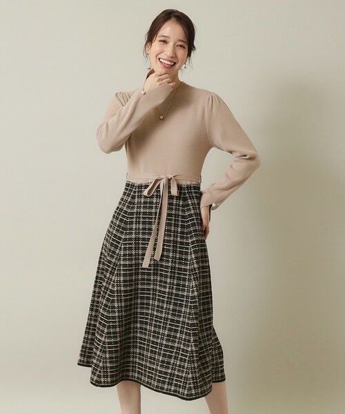 ITS'DEMO（イッツデモ）の「◇【手洗い可】ツイード調ニットワンピ