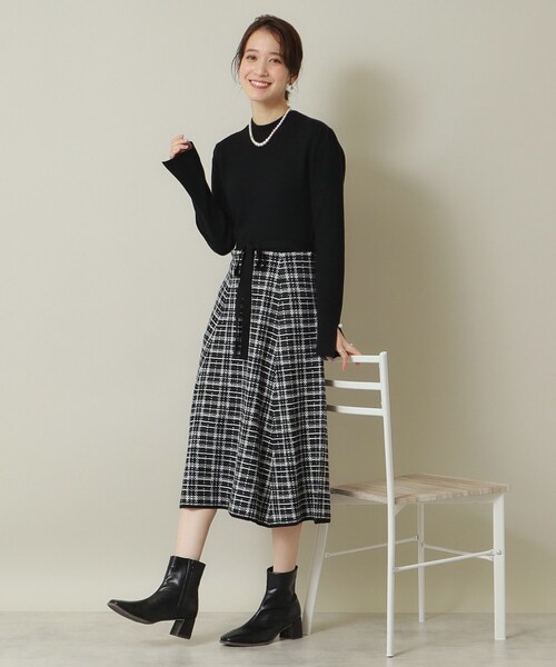 ITS'DEMO（イッツデモ）の「◆【手洗い可】ツイード調ニットワンピ（ワンピース・レディース・サックスブルー/ベージュ/ブラック・00）」の17枚目の写真