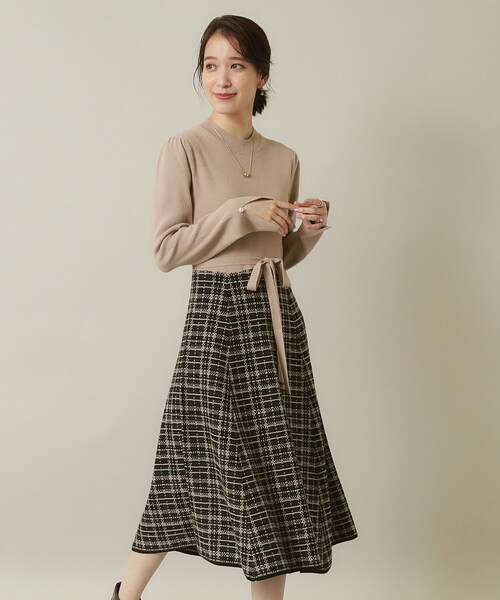 ITS'DEMO（イッツデモ）の「◆【手洗い可】ツイード調ニットワンピ（ワンピース・レディース・サックスブルー/ベージュ/ブラック・00）」の19枚目の写真