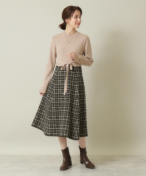 ITS'DEMO（イッツデモ）の「◆【手洗い可】ツイード調ニットワンピ（ワンピース・レディース・サックスブルー/ベージュ/ブラック・00）」の20枚目の写真