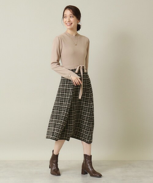 ITS'DEMO（イッツデモ）の「◆【手洗い可】ツイード調ニットワンピ（ワンピース・レディース・サックスブルー/ベージュ/ブラック・00）」の21枚目の写真