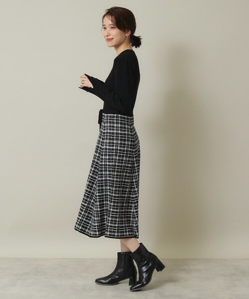 ITS'DEMO（イッツデモ）の「◆【手洗い可】ツイード調ニットワンピ（ワンピース・レディース・サックスブルー/ベージュ/ブラック・00）」の9枚目の写真