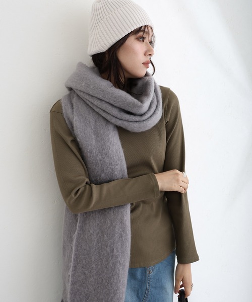 ElegChic(エレグシック)の「2×2リブVネックトップスロンT(Tシャツ/カットソー・レディース・ベージュ/オフホワイト/杢グレー/ブラック/カーキ・M/L/XL/4L/3L)」の16枚目の写真