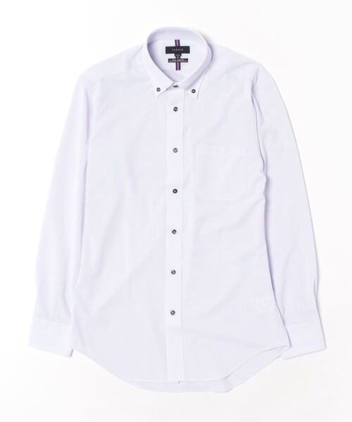 TAKA-Q（タカキュー）の「【ストレッチ ノーアイロン 吸水速乾】タカキュー ワイシャツ ボタンダウン  ビジネスシャツ ドレス 長袖 ニット シャツ（シャツ/ブラウス・メンズ・パープル・首回り39cm-裄丈80cm/首回り41cm-裄丈82cm/首回り39cm-裄丈84cm/首回り43cm-裄丈82cm/首回り43cm-裄丈86cm/首回り45cm-裄丈86cm/首回り41cm-裄丈86cm/首回り37cm-裄丈80cm）」の2枚目の写真