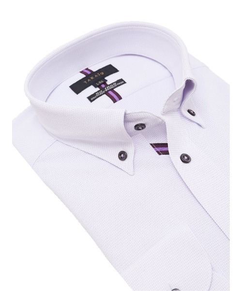 TAKA-Q（タカキュー）の「【ストレッチ ノーアイロン 吸水速乾】タカキュー ワイシャツ ボタンダウン  ビジネスシャツ ドレス 長袖 ニット シャツ（シャツ/ブラウス・メンズ・パープル・首回り39cm-裄丈80cm/首回り41cm-裄丈82cm/首回り39cm-裄丈84cm/首回り43cm-裄丈82cm/首回り43cm-裄丈86cm/首回り45cm-裄丈86cm/首回り41cm-裄丈86cm/首回り37cm-裄丈80cm）」の7枚目の写真