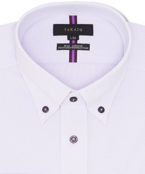 TAKA-Q（タカキュー）の「【ストレッチ ノーアイロン 吸水速乾】タカキュー ワイシャツ ボタンダウン  ビジネスシャツ ドレス 長袖 ニット シャツ（シャツ/ブラウス・メンズ・パープル・首回り39cm-裄丈80cm/首回り41cm-裄丈82cm/首回り39cm-裄丈84cm/首回り43cm-裄丈82cm/首回り43cm-裄丈86cm/首回り45cm-裄丈86cm/首回り41cm-裄丈86cm/首回り37cm-裄丈80cm）」の8枚目の写真