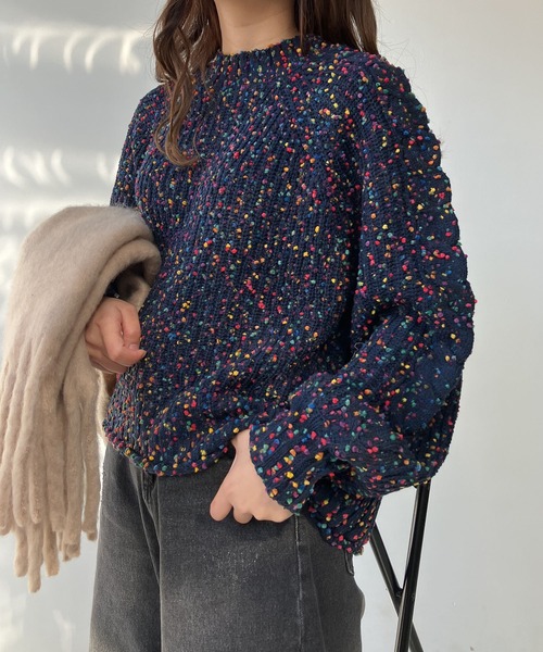 セール】◇カラフルネップ ハイネックニットプルオーバー