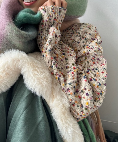 セール】◇カラフルネップ ハイネックニットプルオーバー（ニット