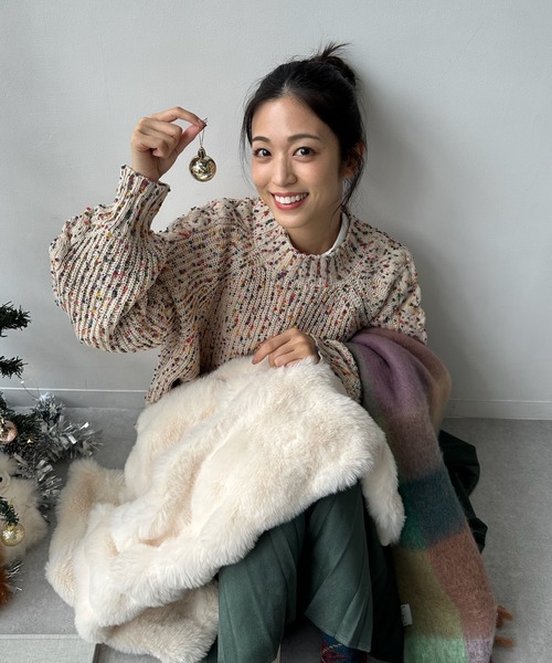 セール】◇カラフルネップ ハイネックニットプルオーバー