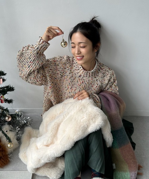 AS KNOW AS plus(アズノゥアズプラス)の「◇カラフルネップ ハイネックニットプルオーバー(ニット/セーター・レディース・ライトベージュ/ライトグレー/ネイビー/ミント・FREE)」の21枚目の写真