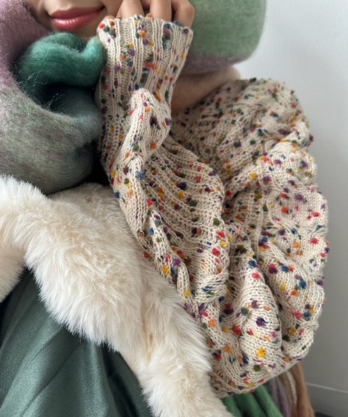 AS KNOW AS plus(アズノゥアズプラス)の「◇カラフルネップ ハイネックニットプルオーバー(ニット/セーター・レディース・ライトベージュ/ライトグレー/ネイビー/ミント・FREE)」の15枚目の写真