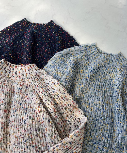 セール】◇カラフルネップ ハイネックニットプルオーバー（ニット