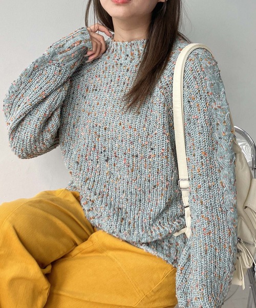 everyone ネップニット セール】◇カラフルネップ ハイネックニットプルオーバー（ニット