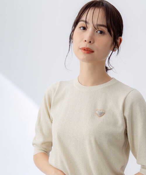 組曲(クミキョク)の「5分袖ラメ入りアンサンブルニット(アンサンブル・レディース・シルバー系/ゴールド系/ブラック系・3/2)」の17枚目の写真