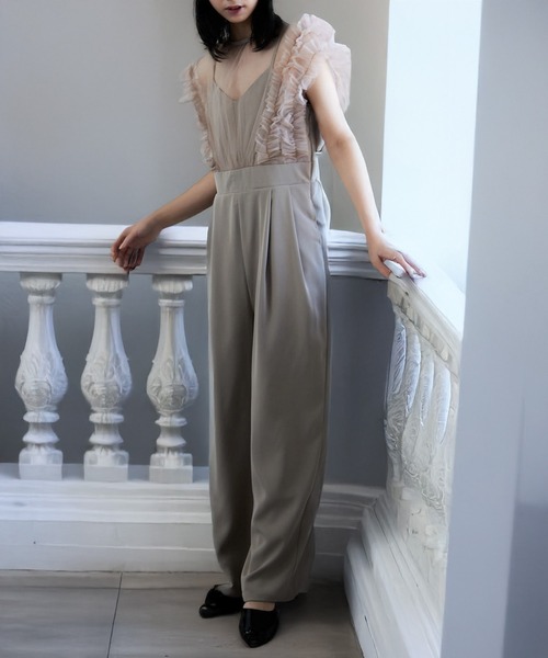 MAISON BREEZE(メゾンブリーズ)の「【MAISON BREEZE】チュールフリルオールインワン 結婚式 二次会 成人式 謝恩会 パーティー フォーマル オケージョン(つなぎ/オールインワン・レディース・ブラック/チャコールグレー/ベージュ・S/M)」の10枚目の写真