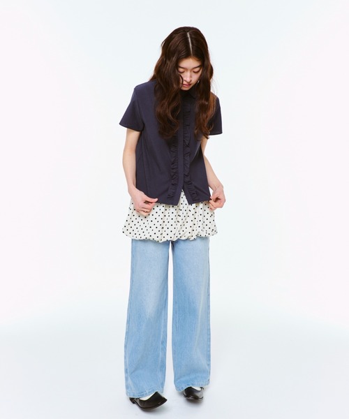 ブラウス シャツ ROUND COLLAR FRILL SHIRT / ラウンドカラーフリルシャツ レディース FEKETE ブラウス シャツ ROUND COLLAR FRILL SHIRT / ラウンド