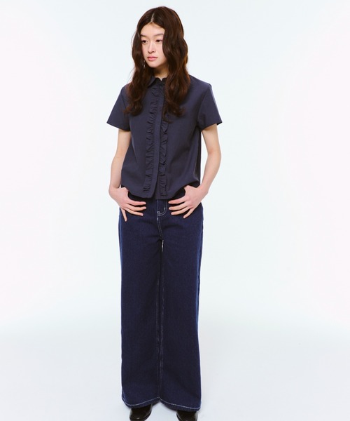 FEKETE フリルラウンドカラーシャツ FEKETE ブラウス シャツ frill round collar blouse / フリル