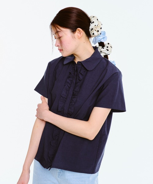 ROUND COLLAR FRILL SHIRT / ラウンドカラーフリルシャツ ROUND COLLAR FRILL SHIRT / ラウンドカラーフリルシャツ