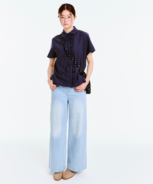 ブラウス シャツ ROUND COLLAR FRILL SHIRT / ラウンドカラーフリルシャツ レディース FEKETE ブラウス シャツ ROUND COLLAR FRILL SHIRT / ラウンド