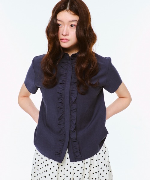 FEKETE フリルラウンドカラーシャツ フリルラウンドカラーシャツ - FEKETE | 60% - Asian Fashion