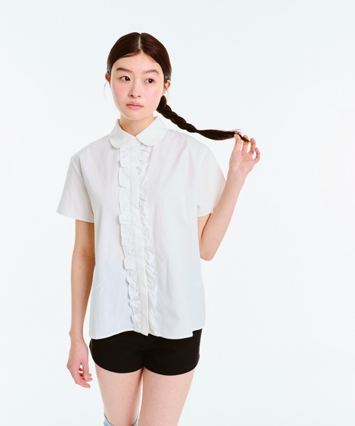 ROUND COLLAR FRILL SHIRT / ラウンドカラーフリルシャツ ROUND COLLAR FRILL SHIRT / ラウンドカラーフリルシャツ