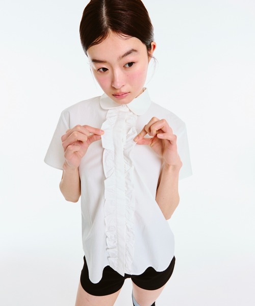 ブラウス シャツ ROUND COLLAR FRILL SHIRT / ラウンドカラーフリルシャツ レディース FEKETE ブラウス シャツ ROUND COLLAR FRILL SHIRT / ラウンド