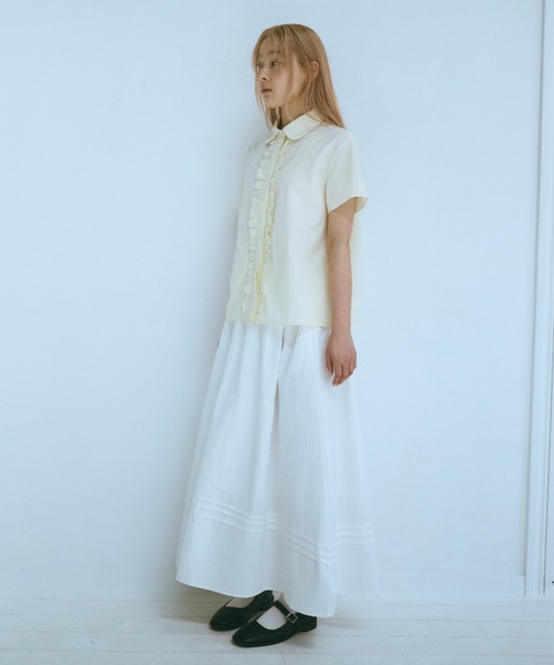 FEKETE フリルラウンドカラーシャツ セール】ROUND COLLAR FRILL SHIRT / ラウンドカラーフリル