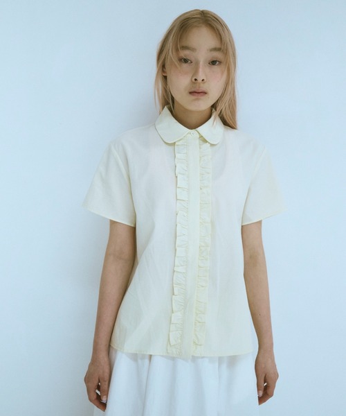 セール】ROUND COLLAR FRILL SHIRT / ラウンドカラーフリル