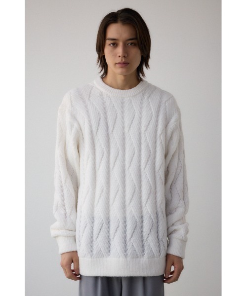 AZUL by moussy(アズールバイマウジー)の「ダイアゴナルニット(ニット/セーター・メンズ・ブラック/グレー/ホワイト・MEDIUM/LARGE)」の6枚目の写真