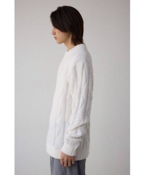 AZUL by moussy(アズールバイマウジー)の「ダイアゴナルニット(ニット/セーター・メンズ・ブラック/グレー/ホワイト・MEDIUM/LARGE)」の7枚目の写真