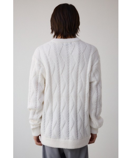 AZUL by moussy(アズールバイマウジー)の「ダイアゴナルニット(ニット/セーター・メンズ・ブラック/グレー/ホワイト・MEDIUM/LARGE)」の8枚目の写真