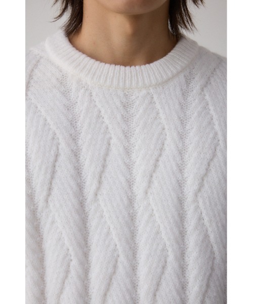 AZUL by moussy(アズールバイマウジー)の「ダイアゴナルニット(ニット/セーター・メンズ・ブラック/グレー/ホワイト・MEDIUM/LARGE)」の9枚目の写真