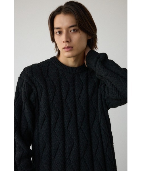 AZUL by moussy(アズールバイマウジー)の「ダイアゴナルニット(ニット/セーター・メンズ・ブラック/グレー/ホワイト・MEDIUM/LARGE)」の14枚目の写真