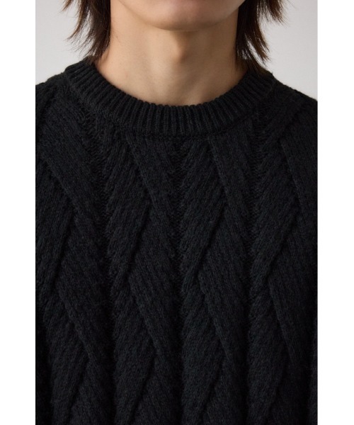 AZUL by moussy(アズールバイマウジー)の「ダイアゴナルニット(ニット/セーター・メンズ・ブラック/グレー/ホワイト・MEDIUM/LARGE)」の19枚目の写真