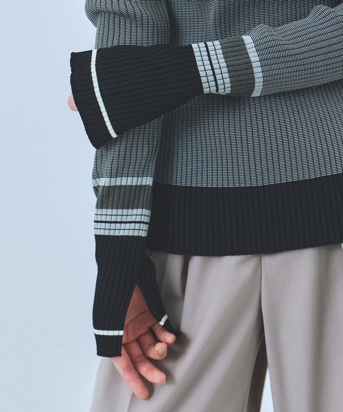 UNITED TOKYO（ユナイテッドトウキョウ）の「ミックススイッチングニット｜ウォッシャブル/オフィスカジュアル/細見え/秋服/冬服（ニット/セーター・レディース・ブラック系その他/ブラウン・FREE）」の9枚目の写真