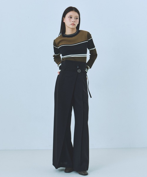 UNITED TOKYO（ユナイテッドトウキョウ）の「ミックススイッチングニット｜ウォッシャブル/オフィスカジュアル/細見え/秋服/冬服（ニット/セーター・レディース・ブラック系その他/ブラウン・FREE）」の12枚目の写真