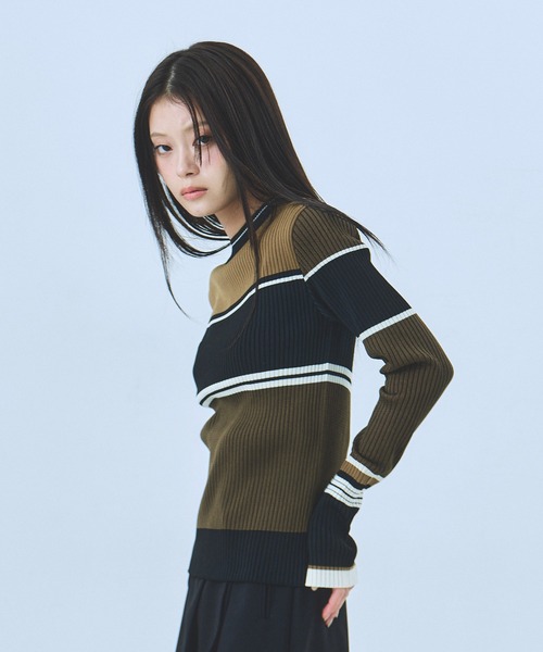 UNITED TOKYO（ユナイテッドトウキョウ）の「ミックススイッチングニット｜ウォッシャブル/オフィスカジュアル/細見え/秋服/冬服（ニット/セーター・レディース・ブラック系その他/ブラウン・FREE）」の15枚目の写真