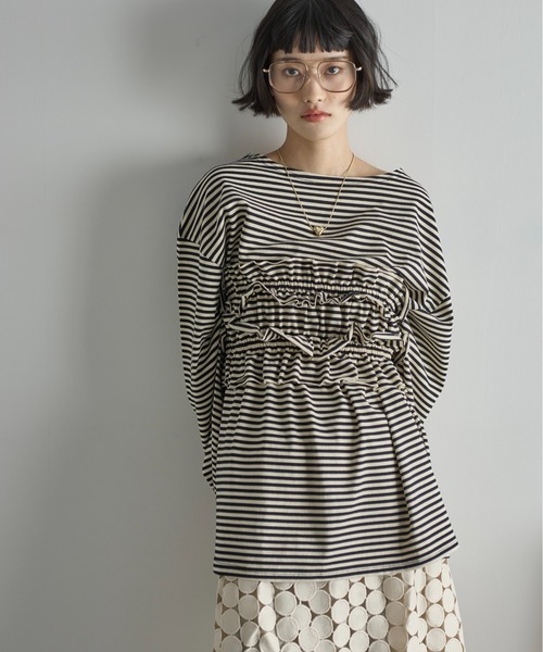 フリルビスチェセットルーズフィットロンT【ボーダー/無地】（Tシャツ