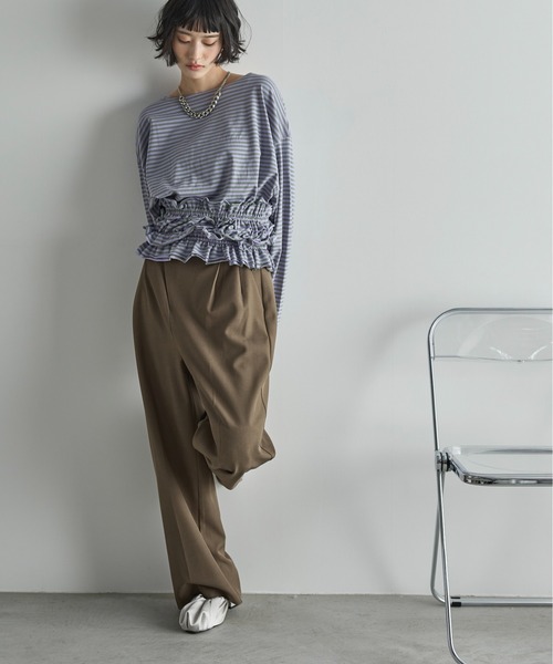 【セットアイテム】フリルビスチェロンT THE Yon tシャツ フリルビスチェセットルーズフィットロンT