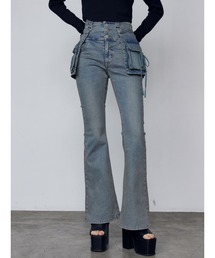 EMODA | ハングリボンフレアハイウエストパギンス(デニムパンツ)