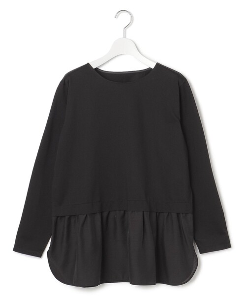 23区 L(ニジュウサンクオオキイサイズ)の「【洗える】シアータフタ コンビ カットソー(Tシャツ/カットソー・レディース・ブラック系/ホワイト系/ベージュ系・48/46/44)」の19枚目の写真