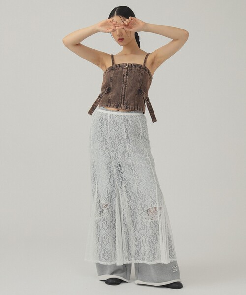 Ray BEAMS（レイビームス）の「レース 2way マーメイド スカート [手洗い可]（スカート・レディース・ホワイト/ブラック・1/0）」の5枚目の写真